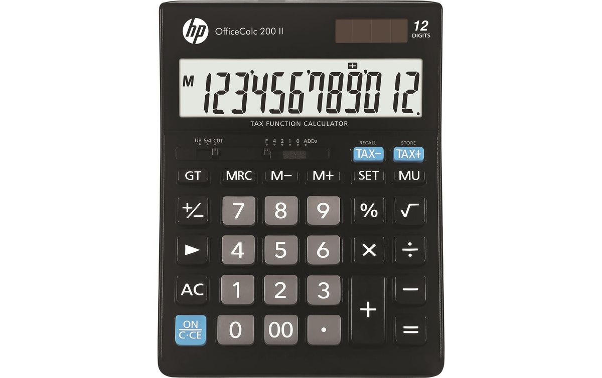 HP Tischrechner Office 200 – 12-stellig – Solar/Batterie – Schwarz