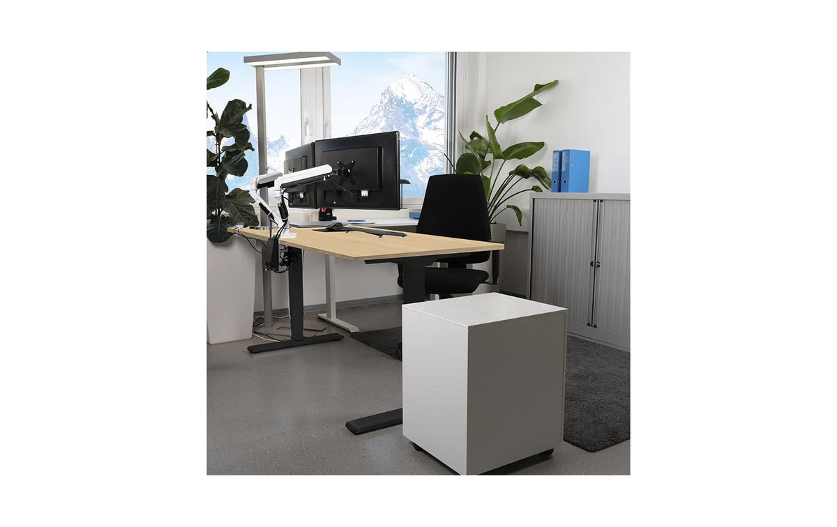Contini Höhenverstellbarer Tisch, 160 × 80 cm, 100 kg, Schwarz/Braun, Stahl