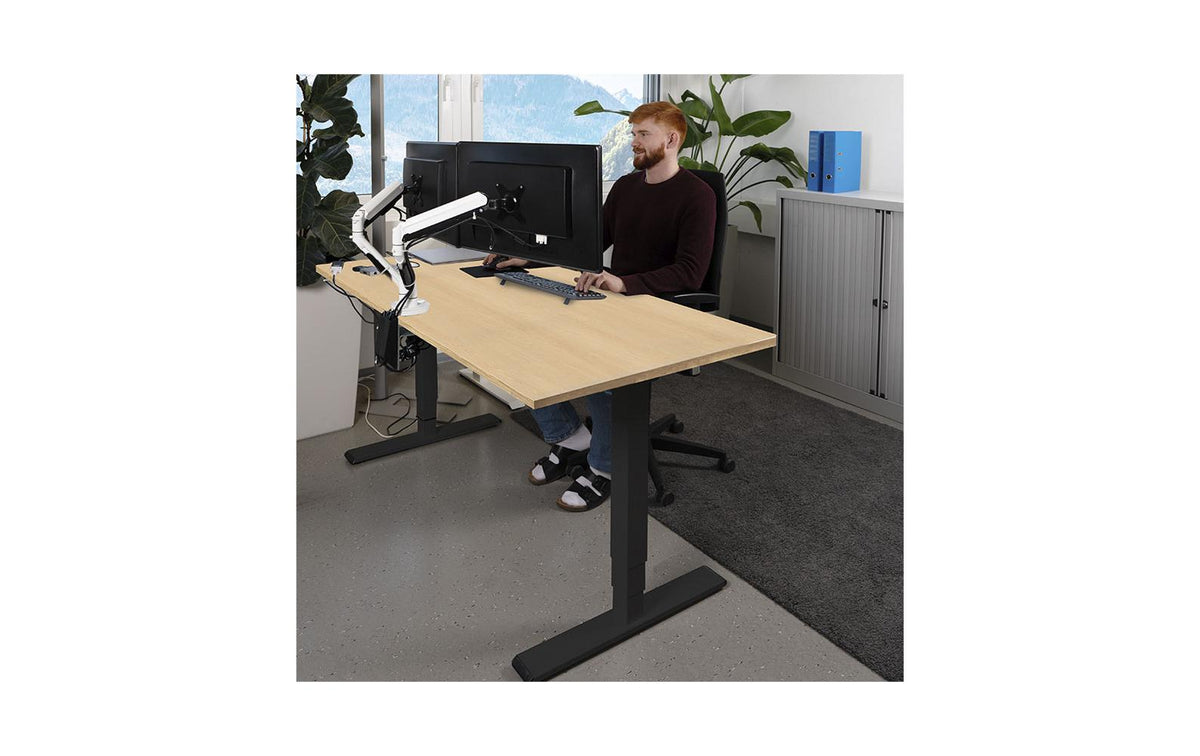 Contini Höhenverstellbarer Tisch, 160 × 80 cm, 100 kg, Schwarz/Braun, Stahl