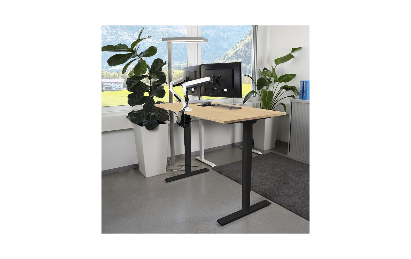 Contini Höhenverstellbarer Tisch, 160 × 80 cm, 100 kg, Schwarz/Braun, Stahl