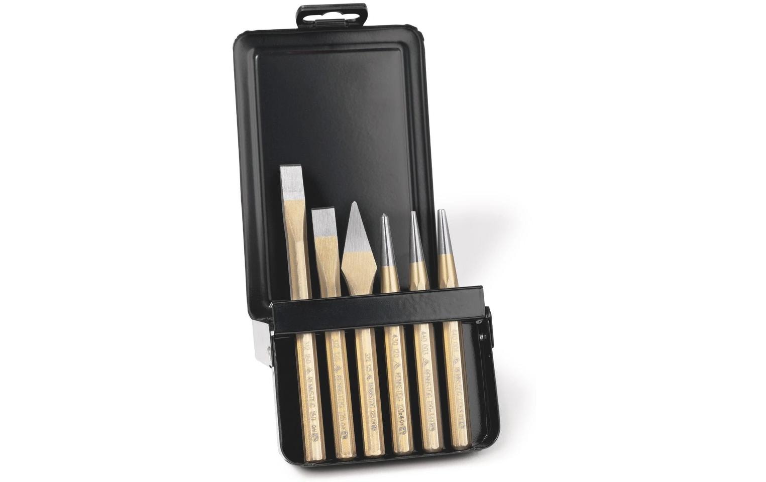 RENNSTEIG Meissel-Set 7-teilig, Flachmeissel 125/150 mm, Kreuzmeissel 125 mm
