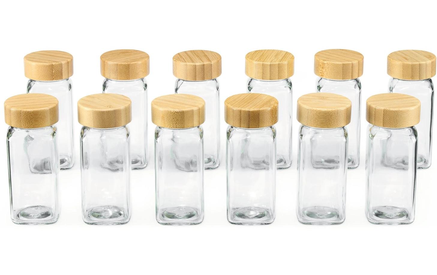 Gourmetmaxx 21-teiliges Vorratsdosen-Set, H 10,8 cm, Glas/Bambus, Braun/Transparent