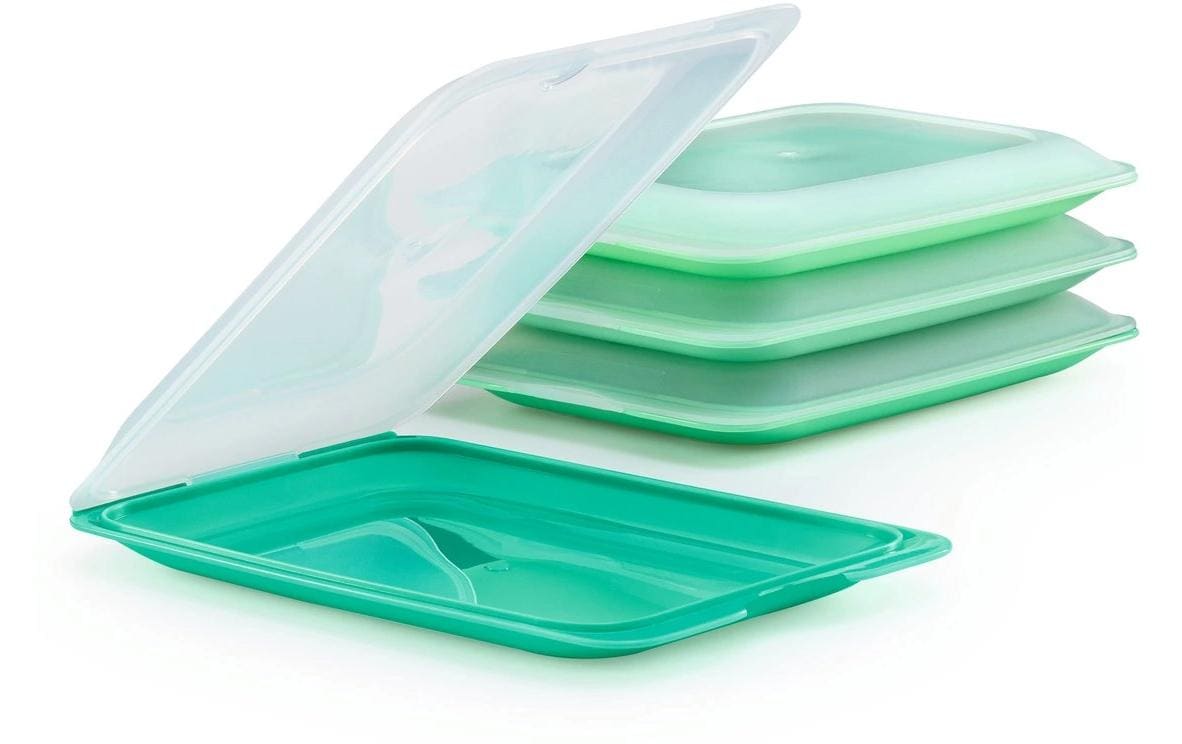 Easymaxx Vorratsdose 1 l, 17 × 25 × 3,5 cm, Polypropylen (PP), 4er-Set, Grün