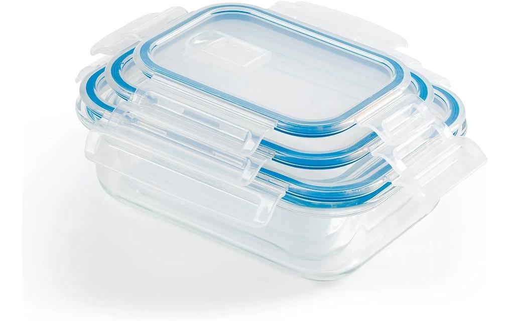 Gourmetmaxx Vorratsdose 1,5 l, Glas (Borosilikat)/PP/Silikon, Transparent/Blau