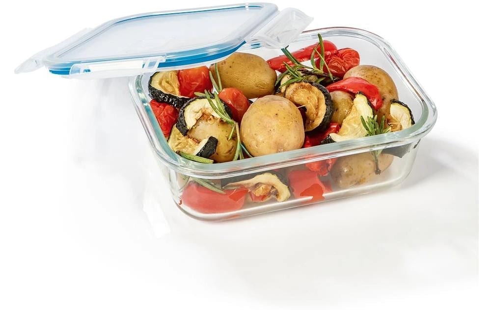Gourmetmaxx Vorratsdose 1,5 l, Glas (Borosilikat)/PP/Silikon, Transparent/Blau
