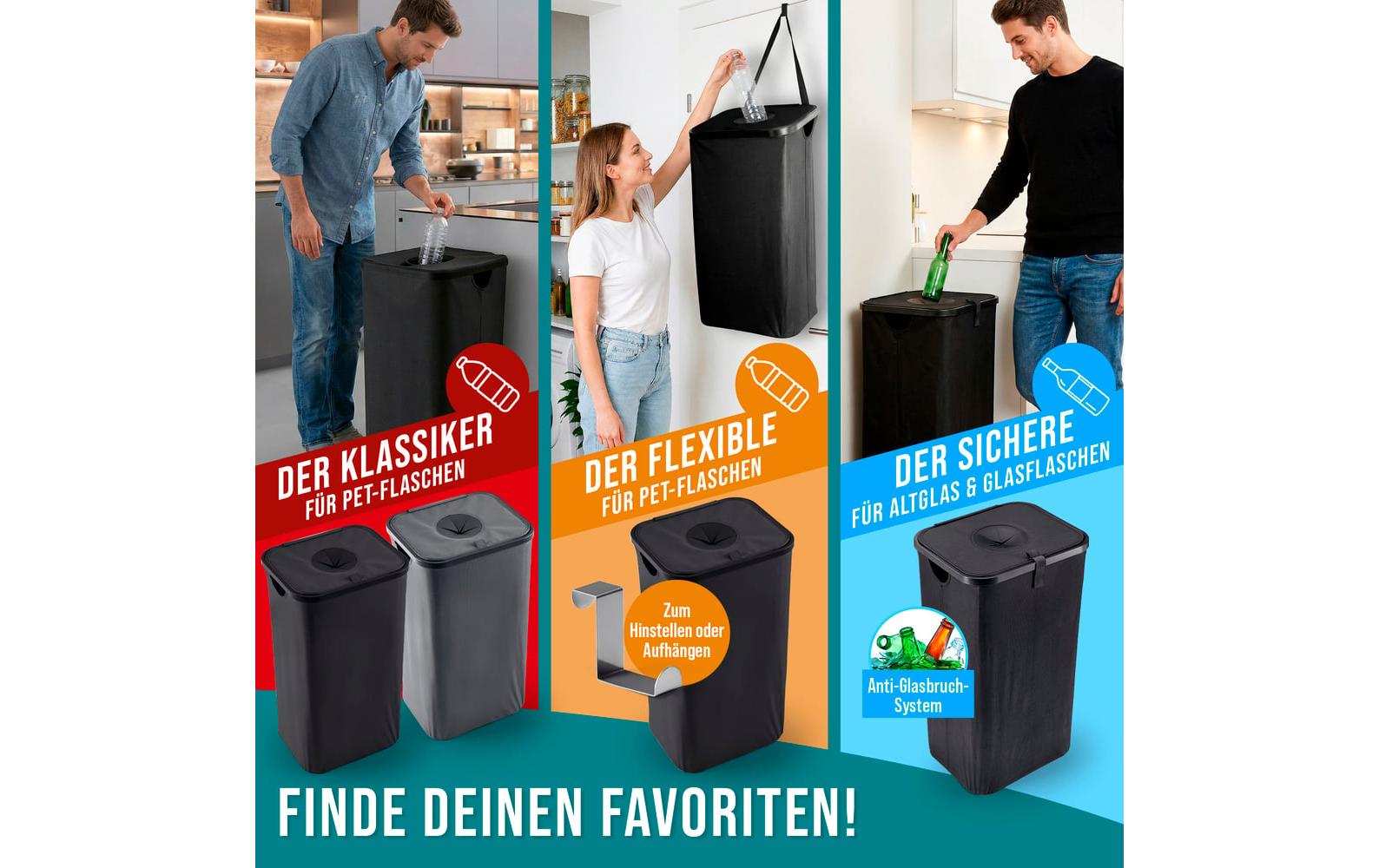 Easymaxx Sammelsack für PET-Getränkeflaschen – 100 l, schwarz, 325 × 740 × 400 mm