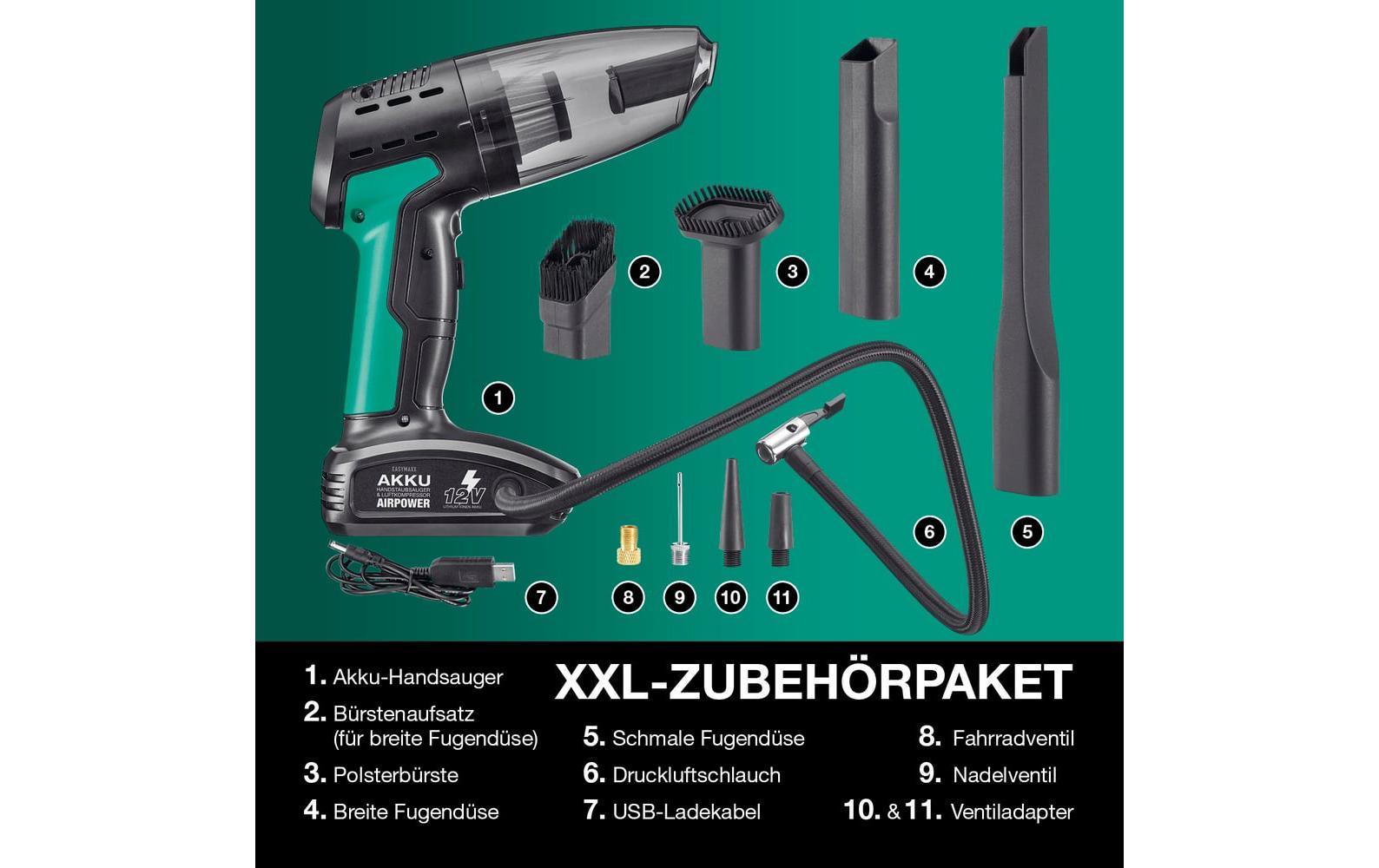 Easymaxx Akku-Handstaubsauger 11V – 0,70 l, 11,1 V, 18 min