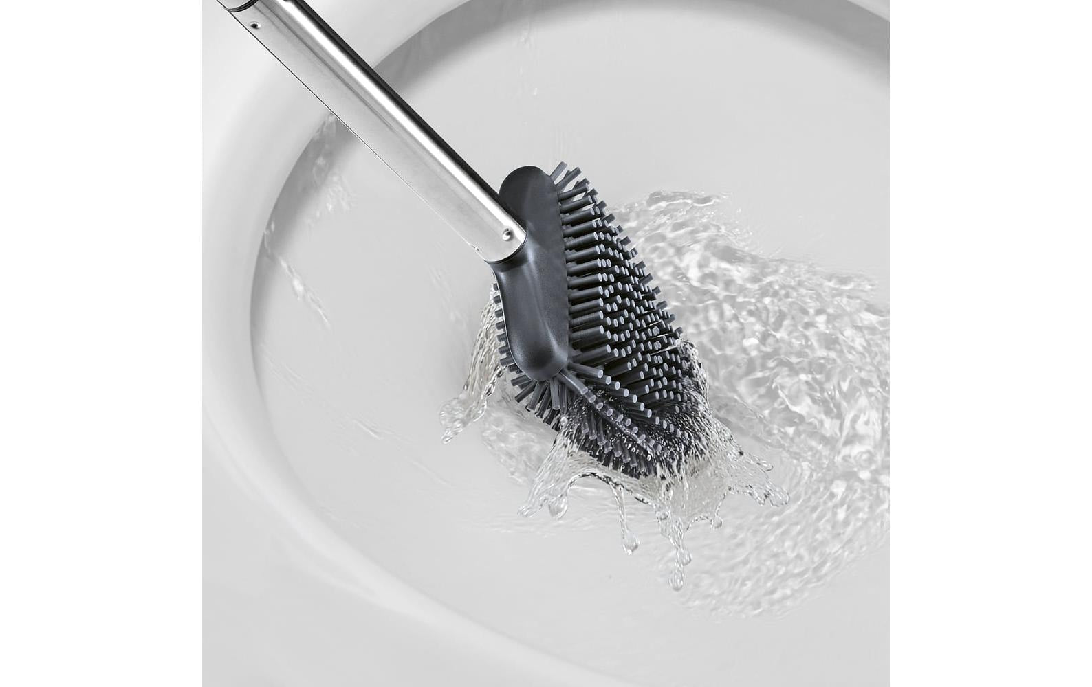 Cleanmaxx WC-Bürstenset – Edelstahl, Grau, Wandmontiert