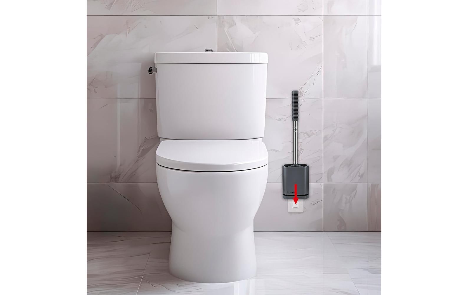 Cleanmaxx WC-Bürstenset – Edelstahl, Grau, Wandmontiert