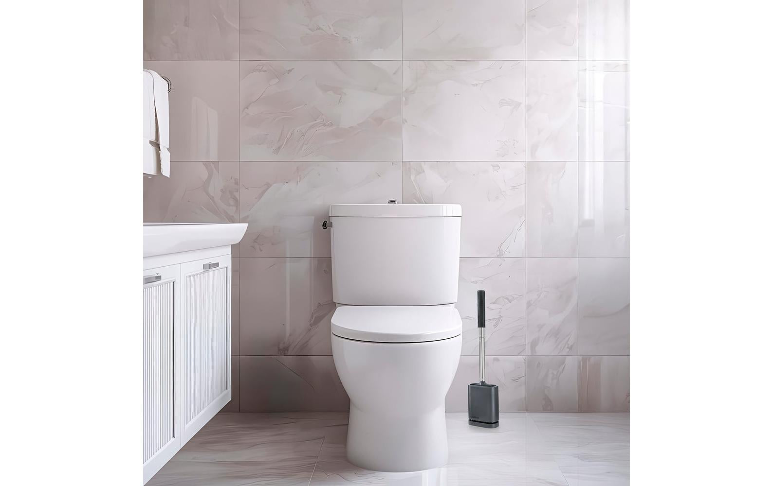 Cleanmaxx WC-Bürstenset – Edelstahl, Grau, Wandmontiert