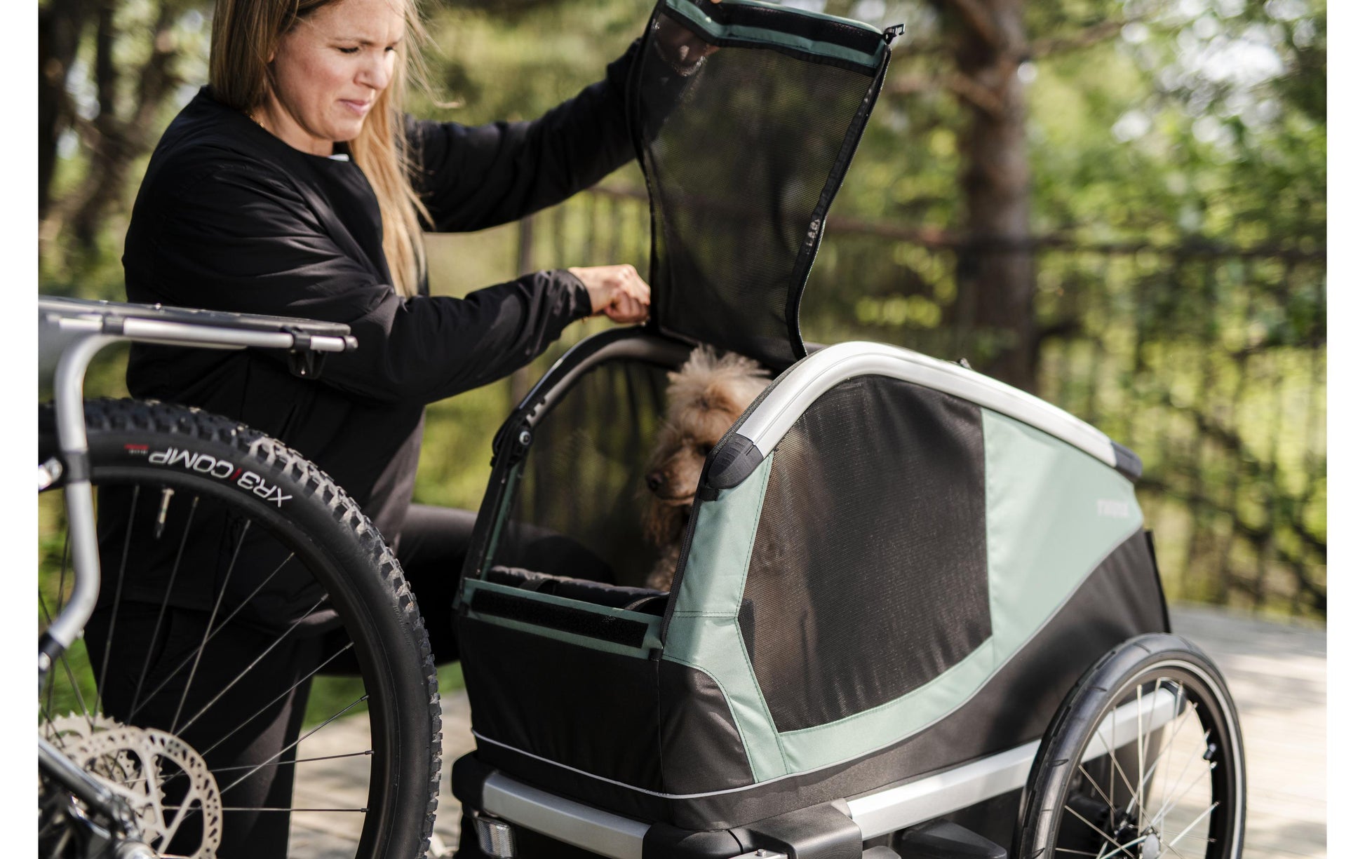 Thule Hundeanhänger Dog Bexey L – für Fahrrad – bis 45 kg, 530×750×910 mm – grün
