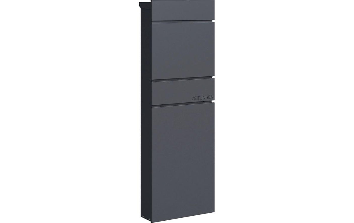 Holmberg Schmaler Paket-Briefkasten – Stahl – Anthrazit – CH-Post – 390 × 1150 × 142 mm