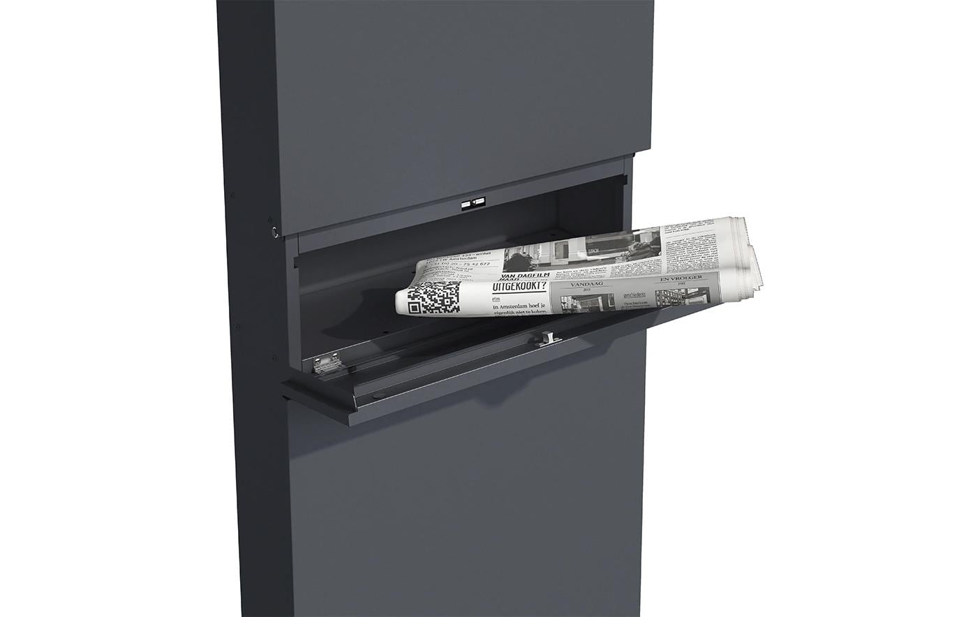 Holmberg Schmaler Paket-Briefkasten – Stahl – Anthrazit – CH-Post – 390 × 1150 × 142 mm