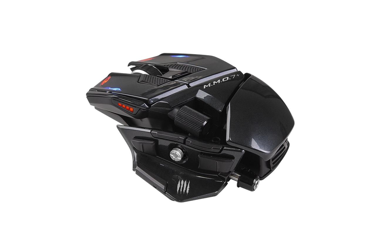 Mad Catz M.M.O. 7+ – Gaming-Maus – Kabellos (2,4 GHz), Kabelgebunden (USB-C), 26000 DPI, Rechts, Schwarz