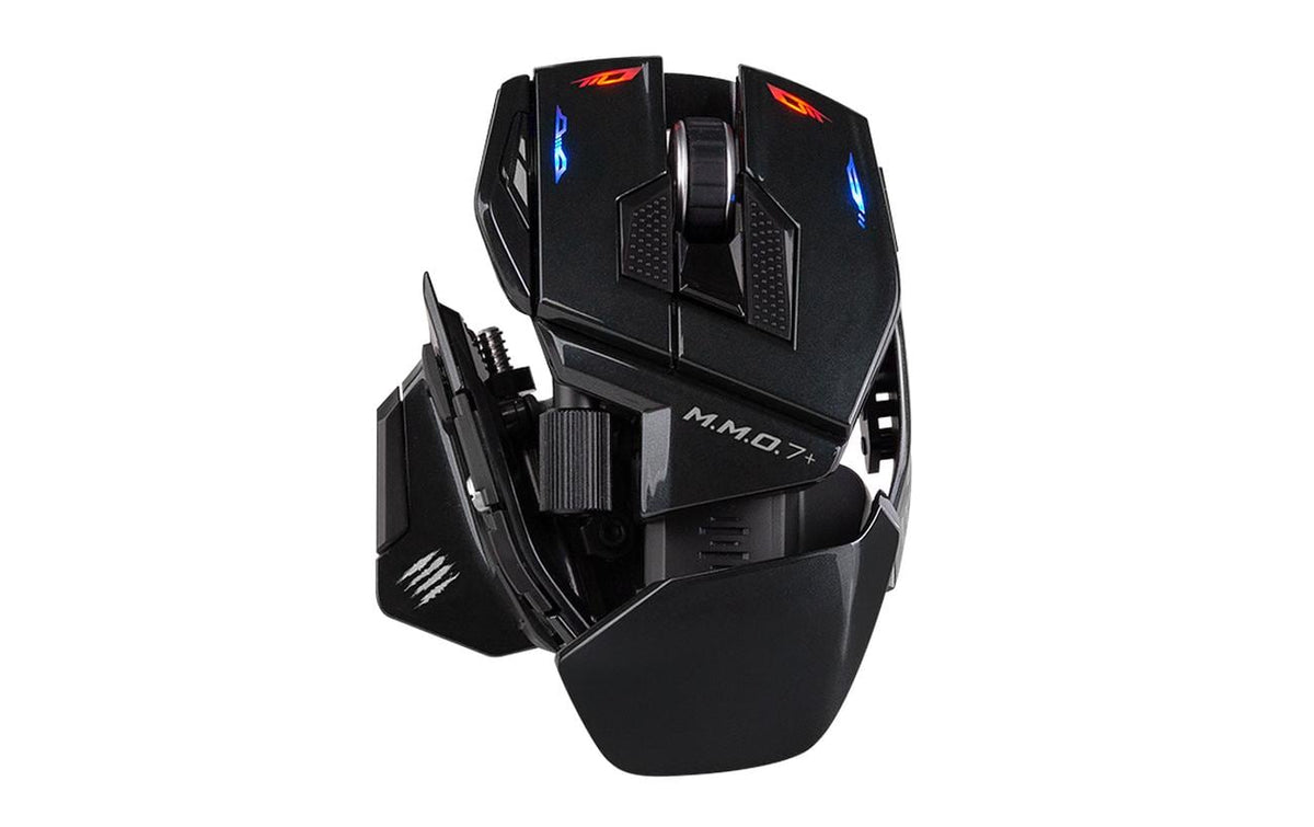 Mad Catz M.M.O. 7+ – Gaming-Maus – Kabellos (2,4 GHz), Kabelgebunden (USB-C), 26000 DPI, Rechts, Schwarz