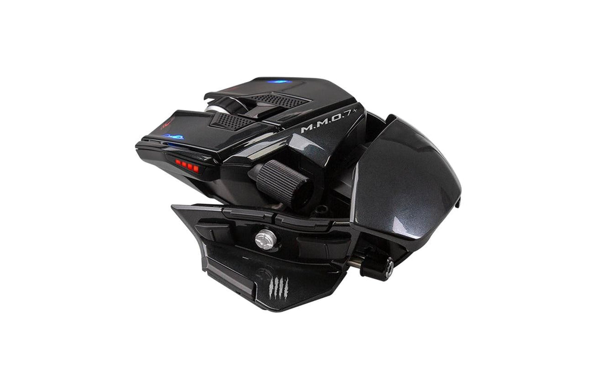 Mad Catz M.M.O. 7+ – Gaming-Maus – Kabellos (2,4 GHz), Kabelgebunden (USB-C), 26000 DPI, Rechts, Schwarz