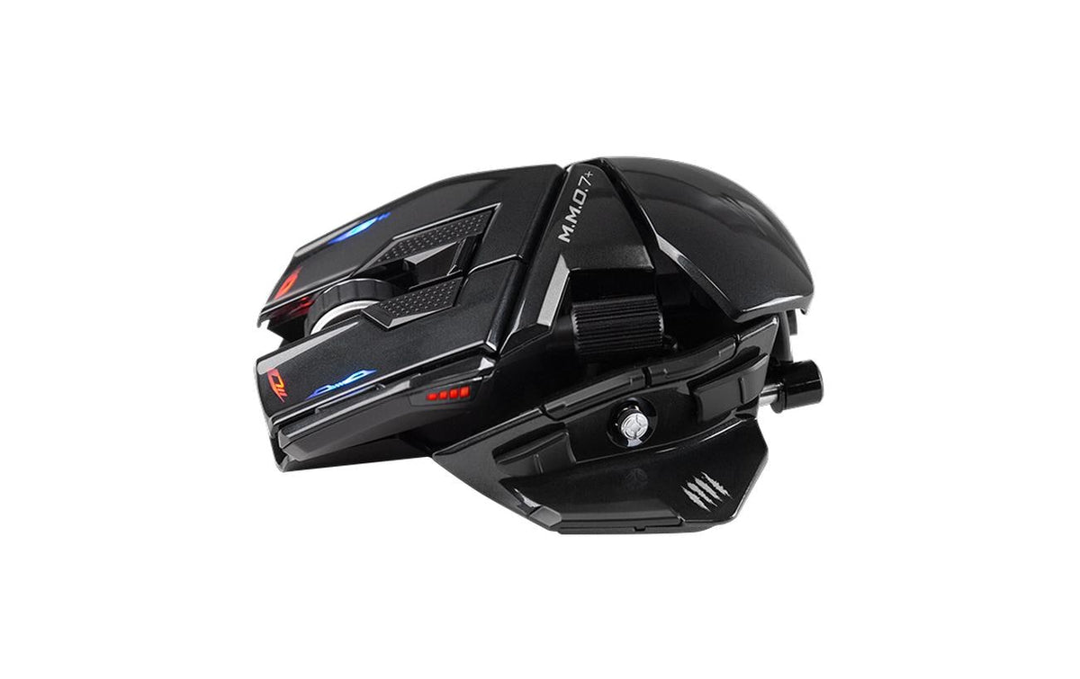 Mad Catz M.M.O. 7+ – Gaming-Maus – Kabellos (2,4 GHz), Kabelgebunden (USB-C), 26000 DPI, Rechts, Schwarz
