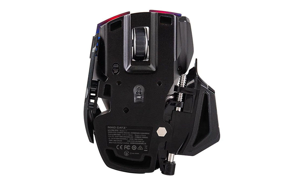 Mad Catz M.M.O. 7+ – Gaming-Maus – Kabellos (2,4 GHz), Kabelgebunden (USB-C), 26000 DPI, Rechts, Schwarz