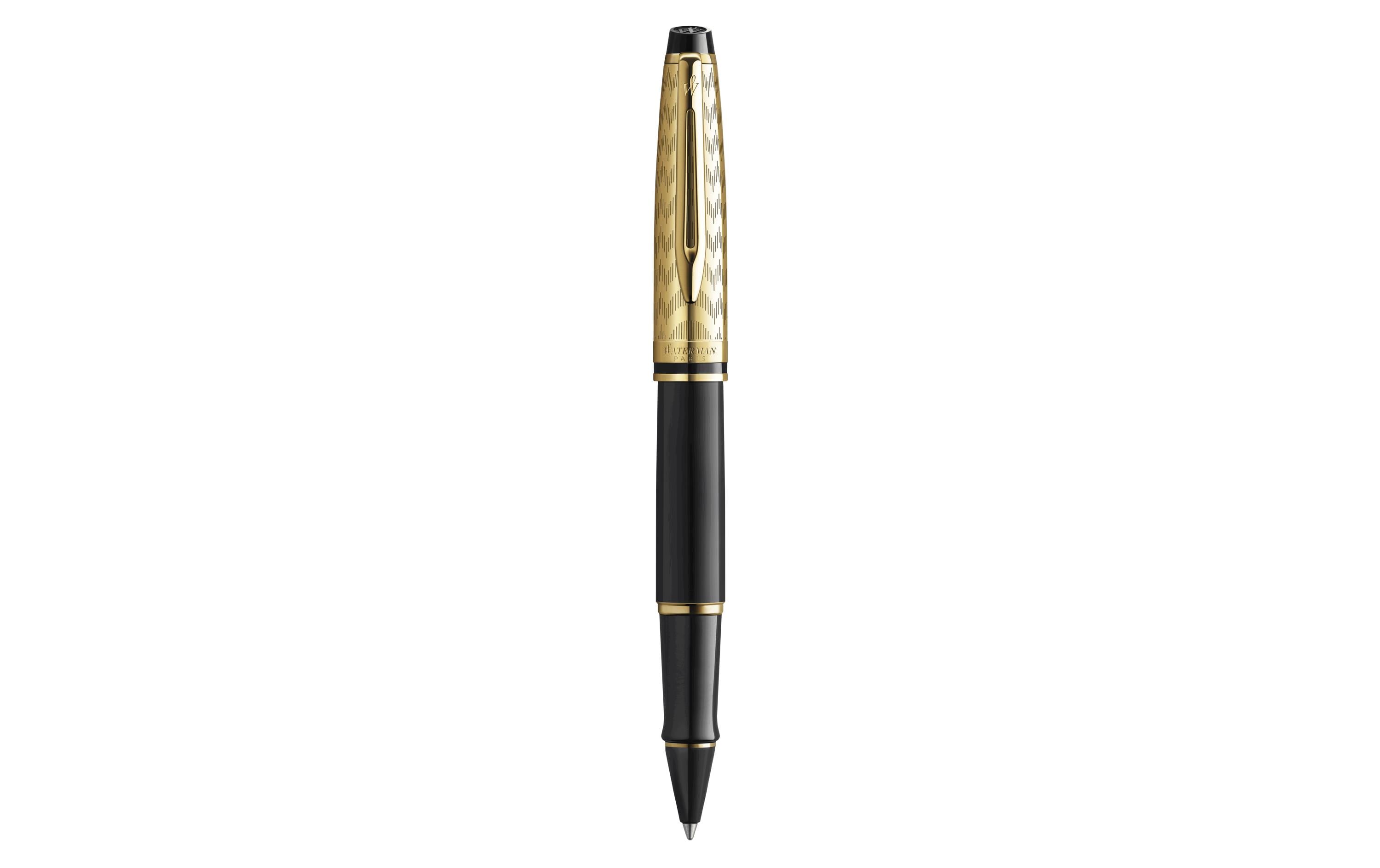 Waterman Expert Deluxe – Tintenroller, Schwarz, Edelstahl (Lack, Gold), Sortiert