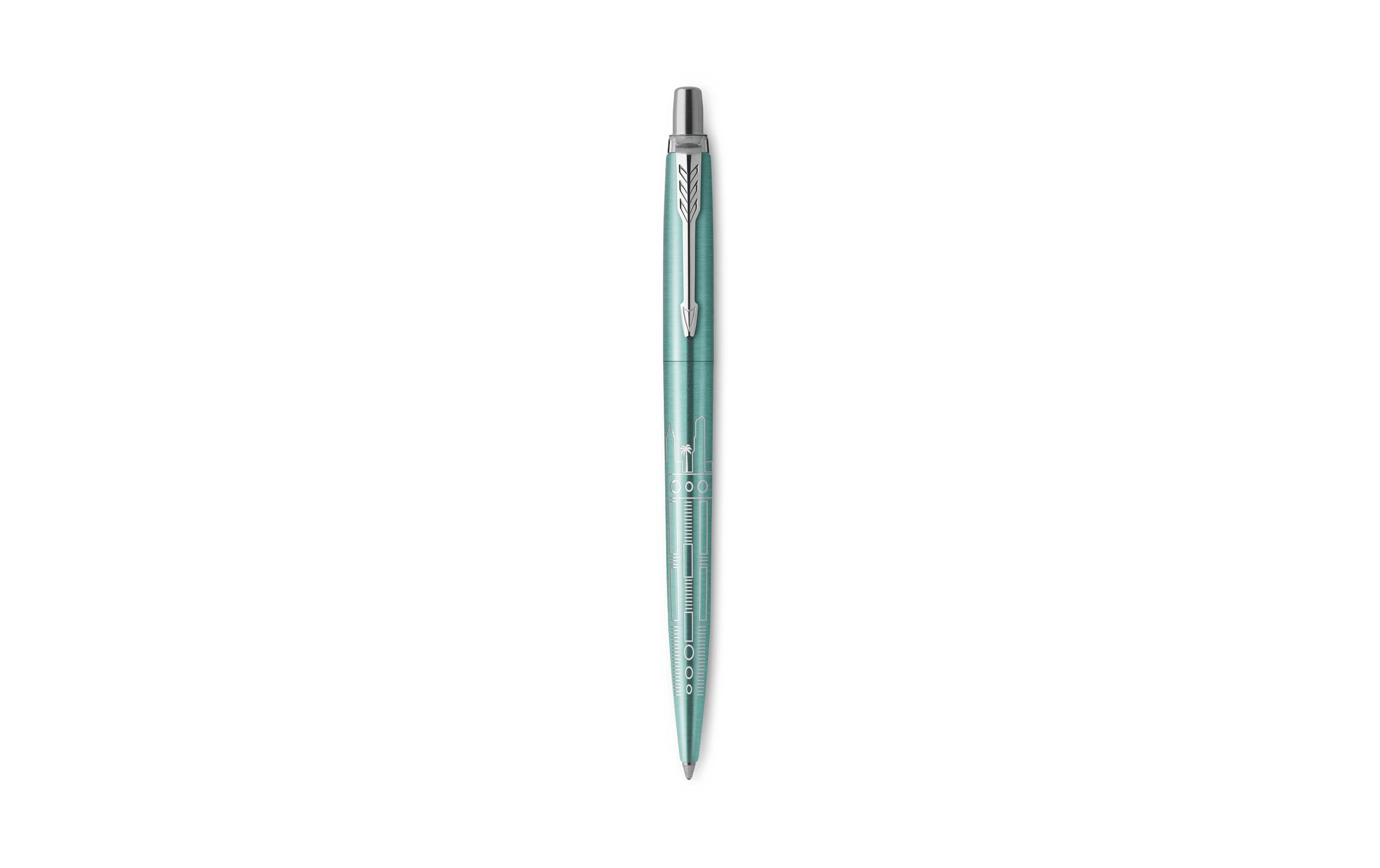 Parker Jotter Special Edition Miami Kugelschreiber – Blau, Mittel, Edelstahl, Grün, nachfüllbar