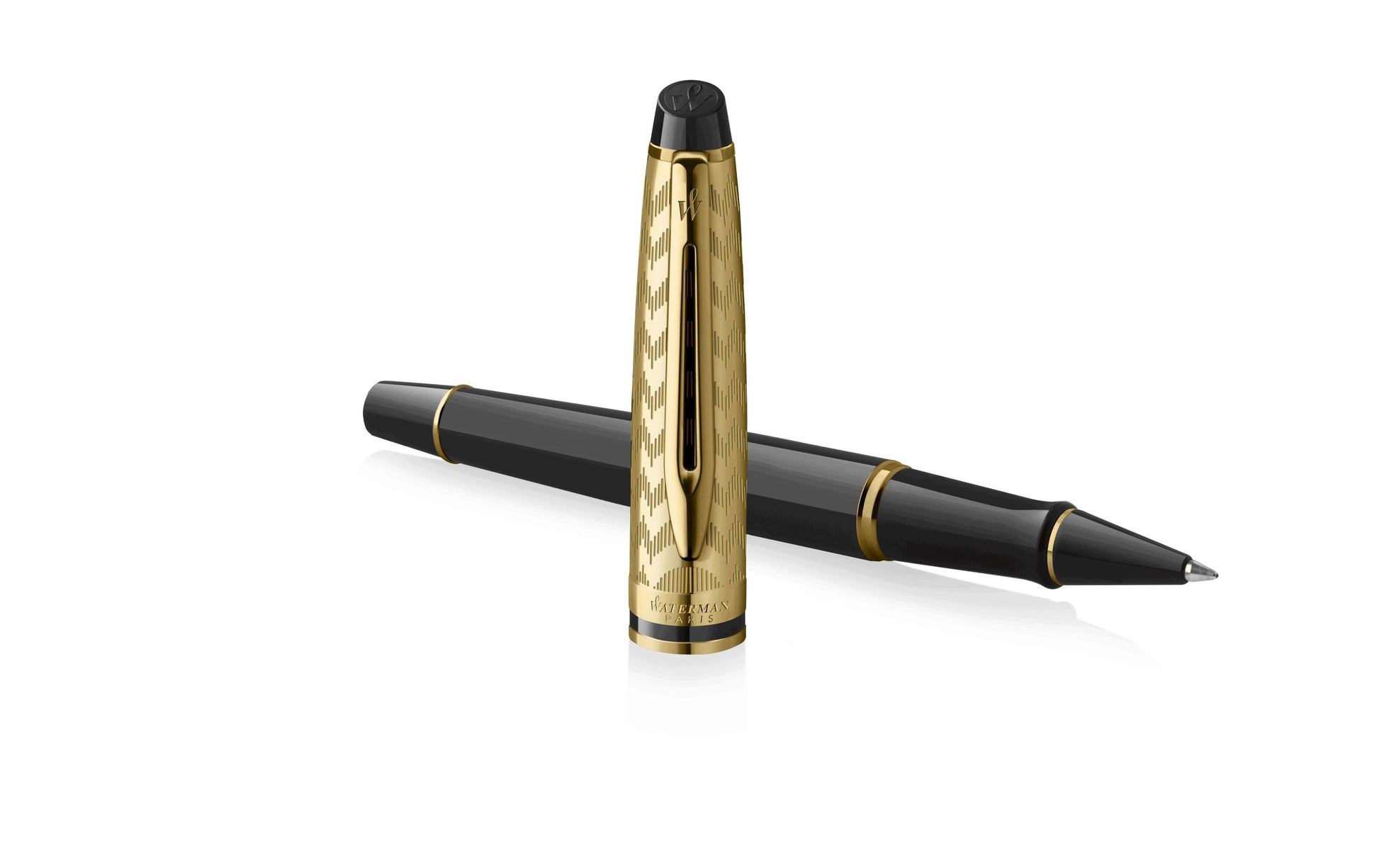 Waterman Expert Deluxe – Tintenroller, Schwarz, Edelstahl (Lack, Gold), Sortiert
