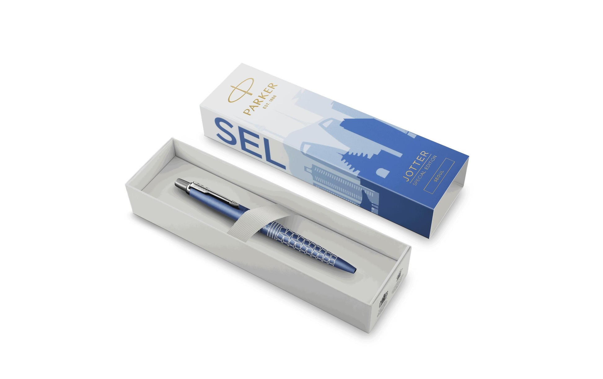Parker Jotter SE Seoul Kugelschreiber – Blau, pulverbeschichteter Edelstahlschaft, nachfüllbar