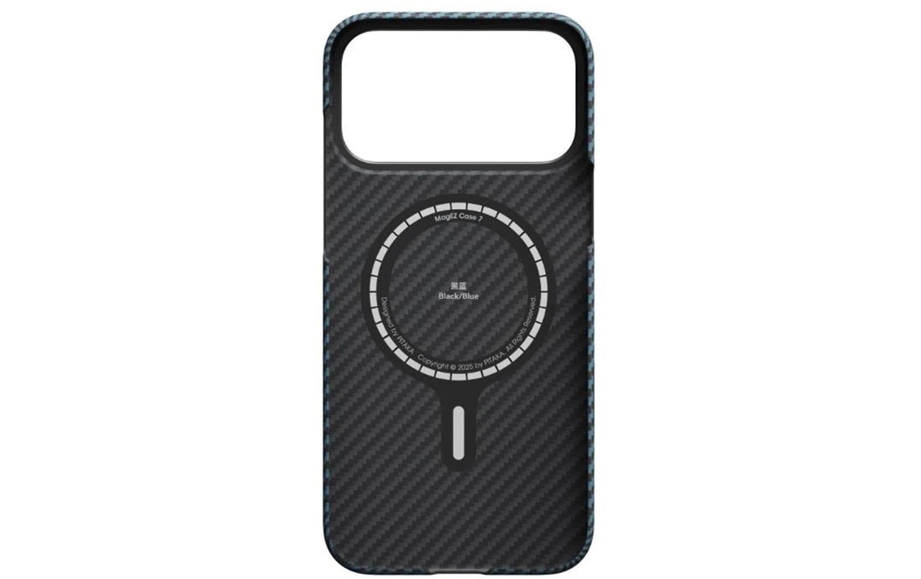Pitaka Ultra-Slim Backcover – für Apple iPhone 17 Pro – MagSafe, Aramid+Karbonfaser, Blau/Grau