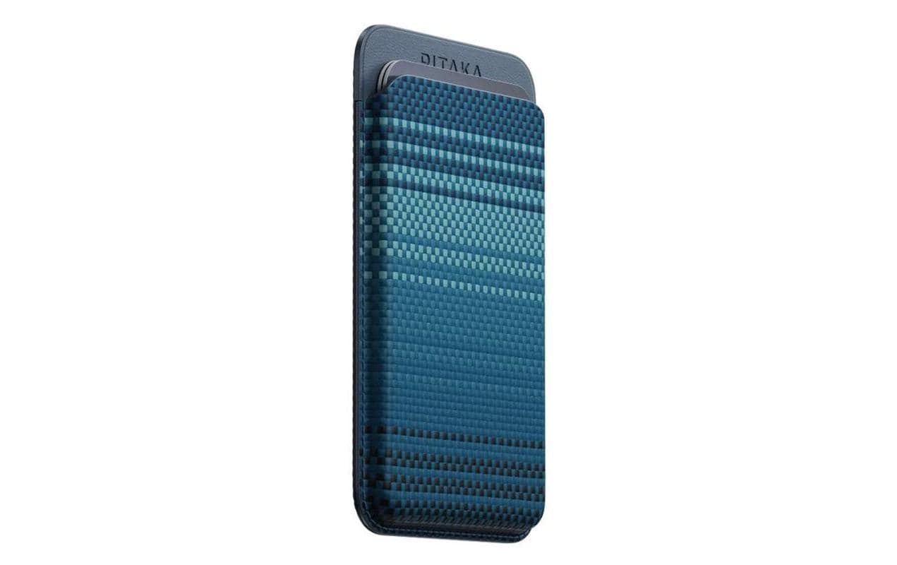 Pitaka MagSafe Kartenhalter – Kartenhalter/Wallet – für iPhone (MagSafe) und MagSafe-Hüllen – Blau/Schwarz