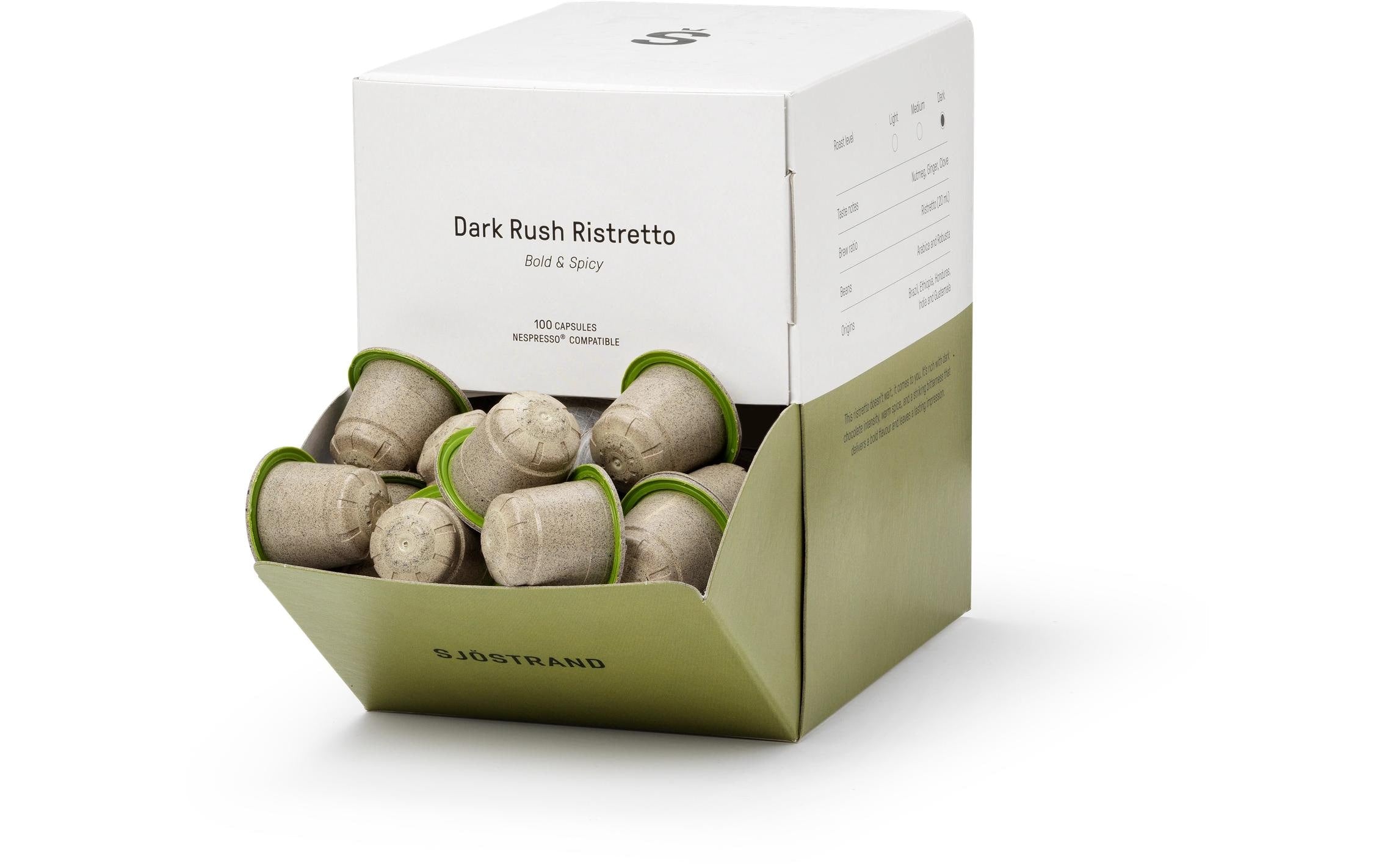 Sjöstrand Dark Rush – Kapseln für Nespresso – Ristretto, Bio, 100 Kapseln