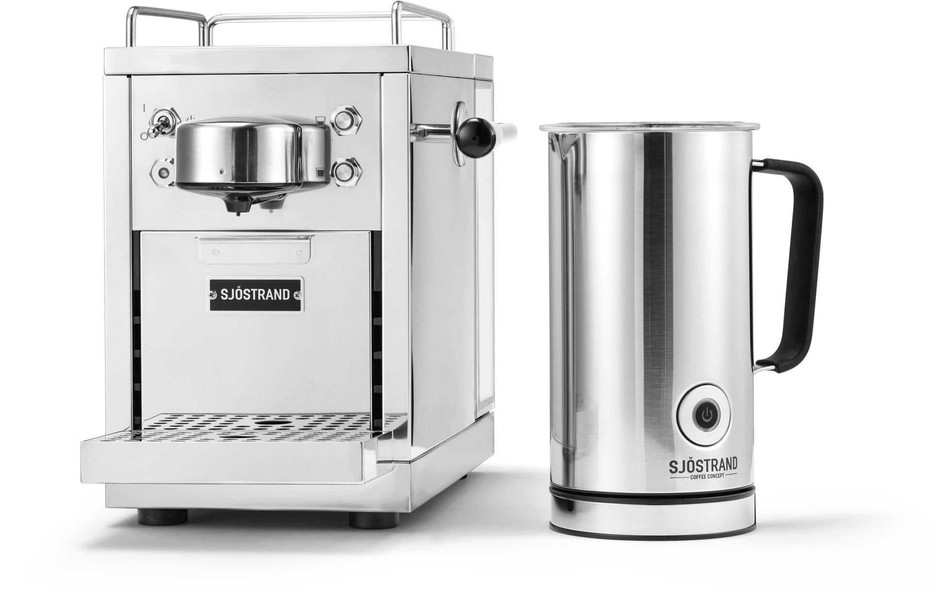 Sjöstrand M1-ST-CH-A Kapselmaschine – für Nespresso, 1,2 l, silber, 18,6 × 25,9 × 33,6 cm
