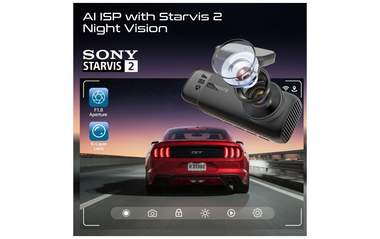 Promate Rovex-S3 – Dashcam, 4K, GPS, WLAN, Rückfahrkamera
