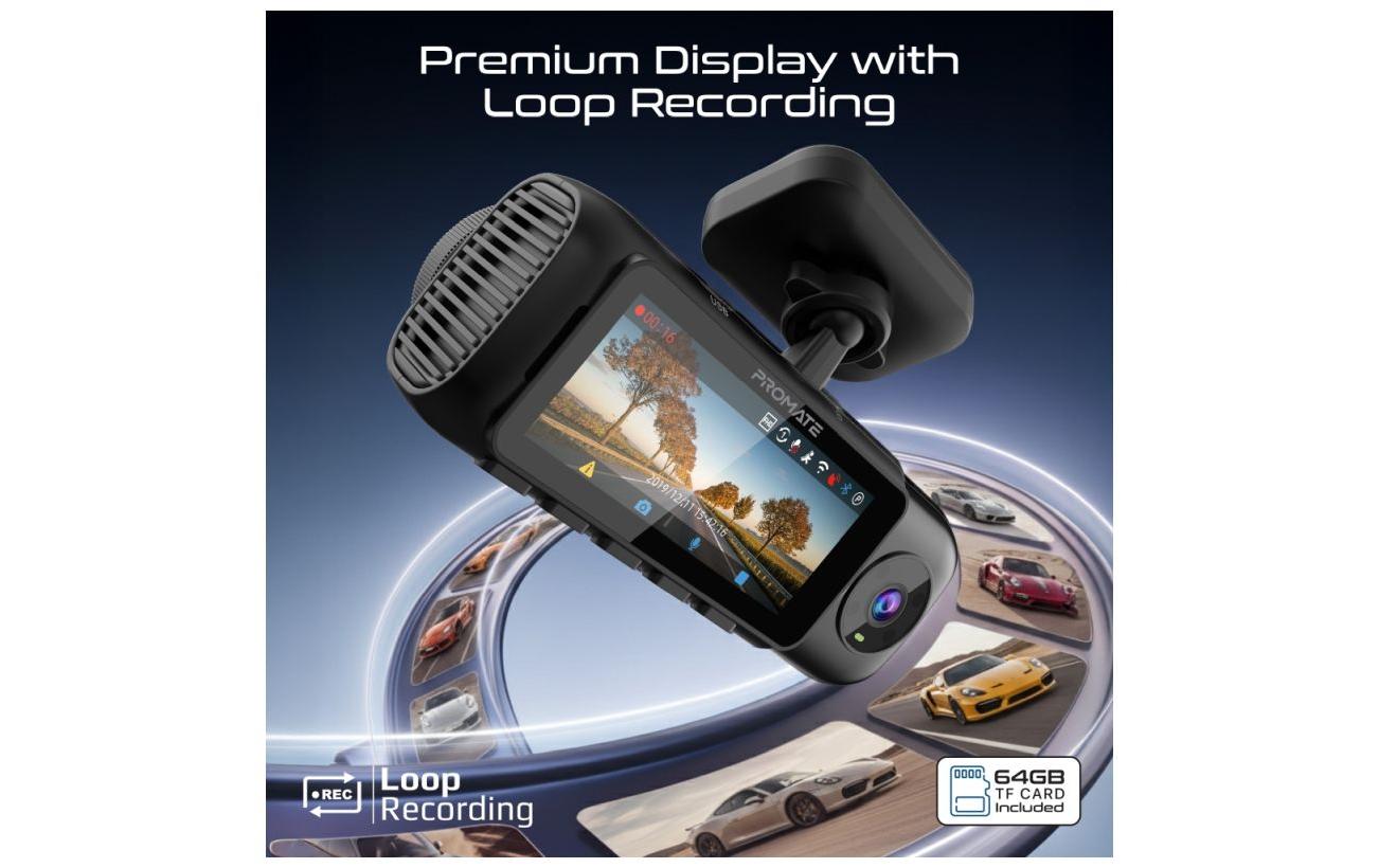 Promate Rovex-S3 – Dashcam, 4K, GPS, WLAN, Rückfahrkamera
