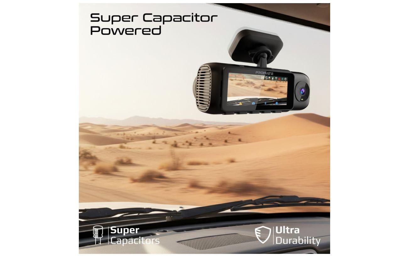 Promate Rovex-S3 – Dashcam, 4K, GPS, WLAN, Rückfahrkamera