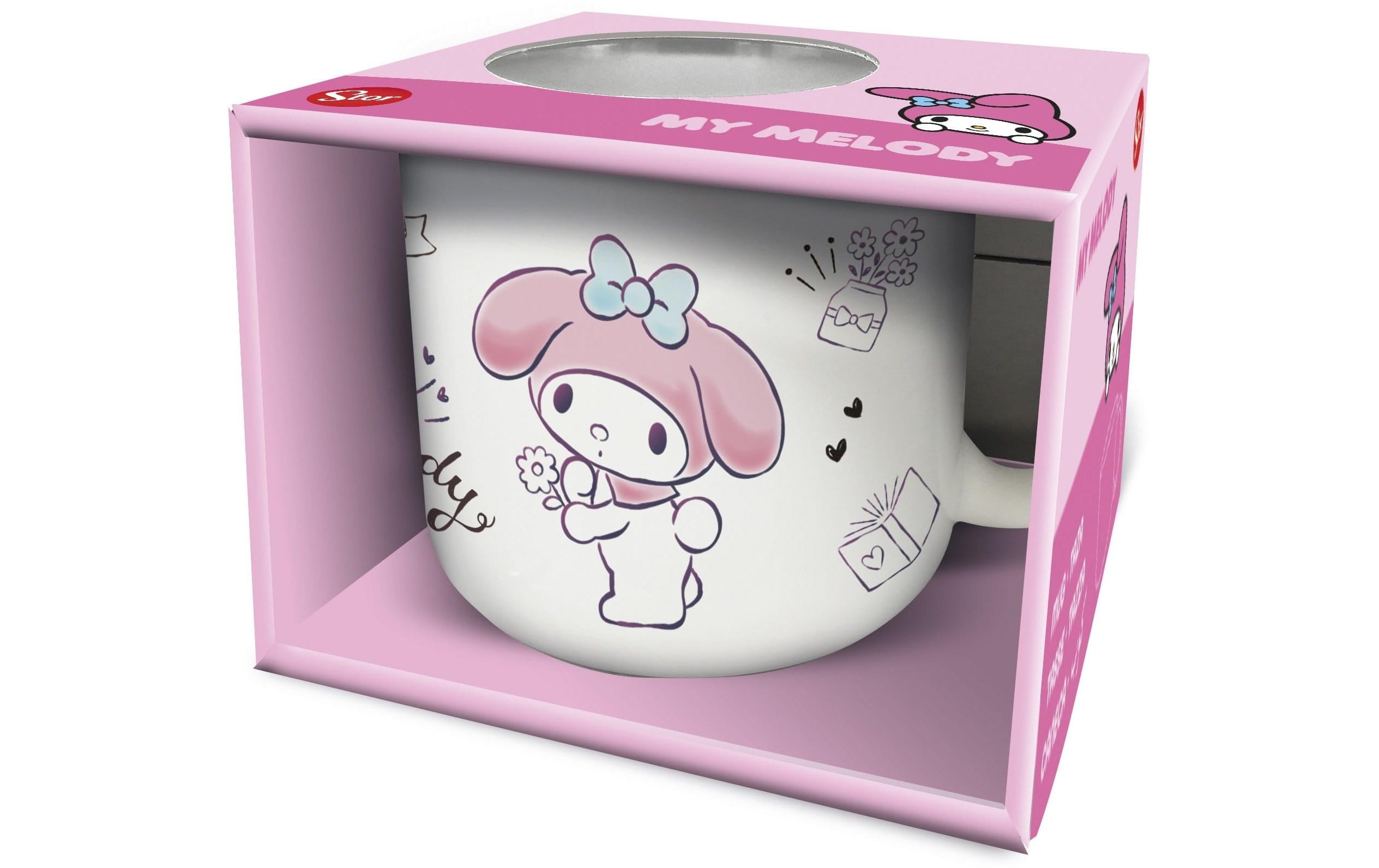 Stor My Melody Tasse – 414 ml, Keramik, Rosa/Weiss