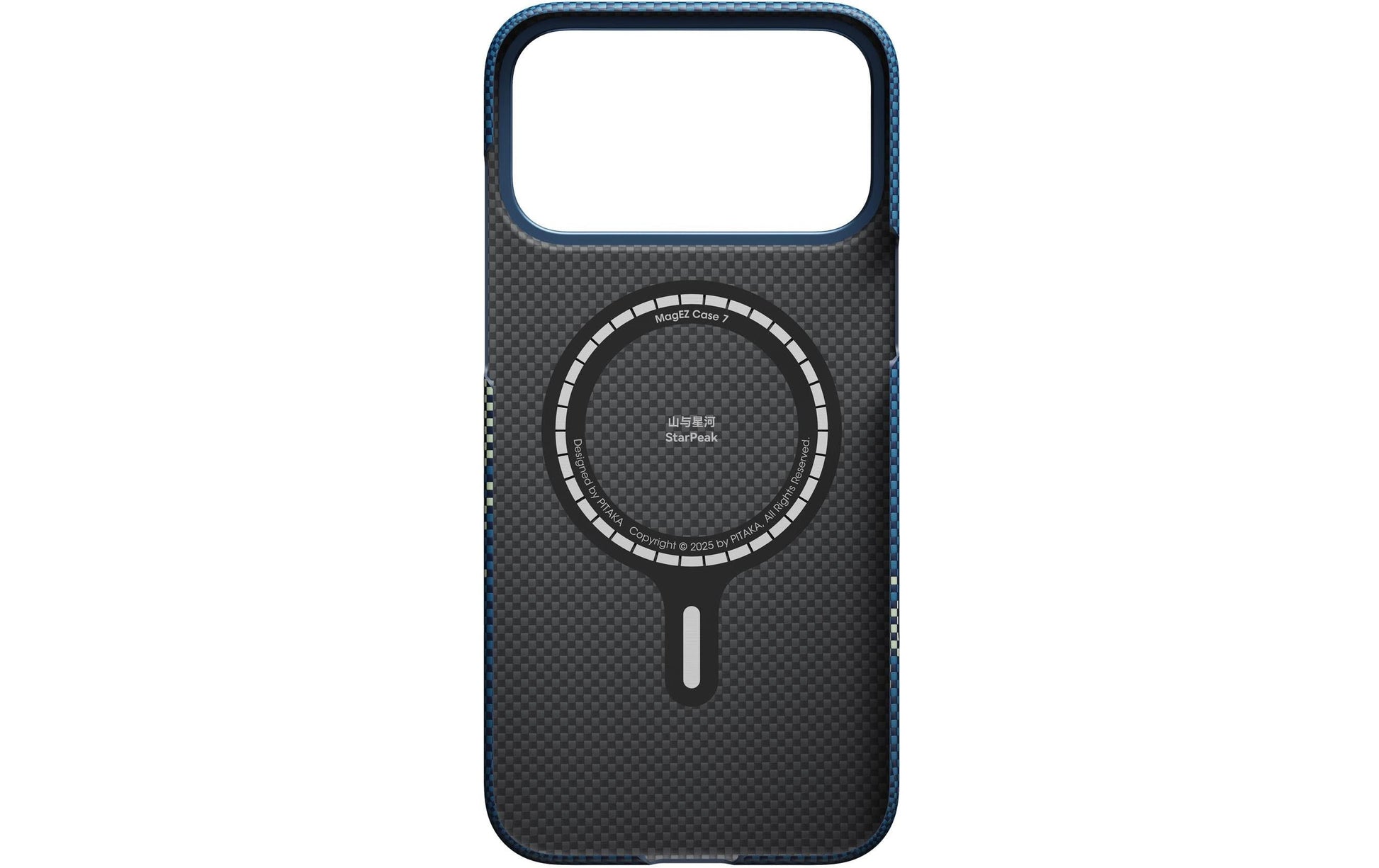 Pitaka Aramid Ultra-Slim Backcover – für Apple iPhone 17 Pro, Aramid, blau / gelb, stossgeschützt
