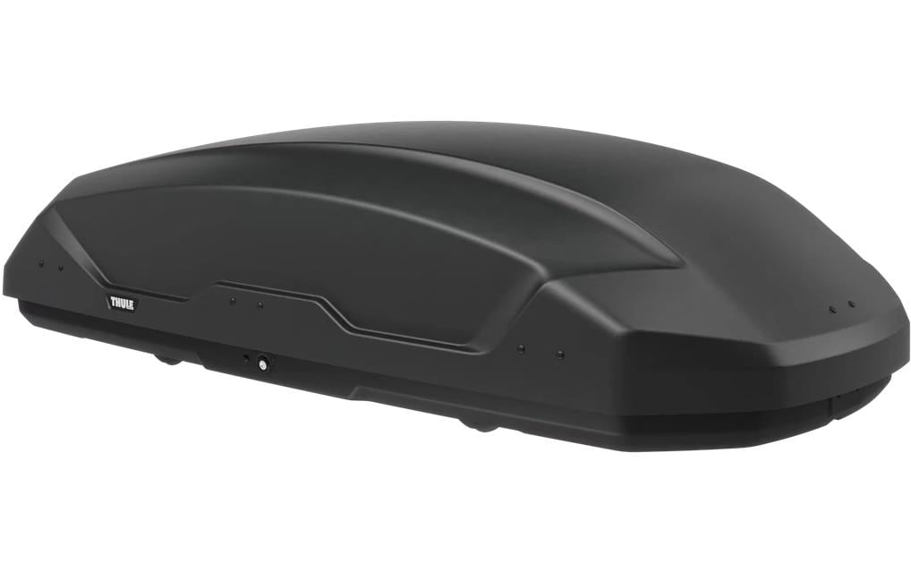 Thule Dachbox Pulse 2 M – mit Schloss – für SlideBar, WingBar – 400 l (6 Ski/4 Snowboards) – schwarz