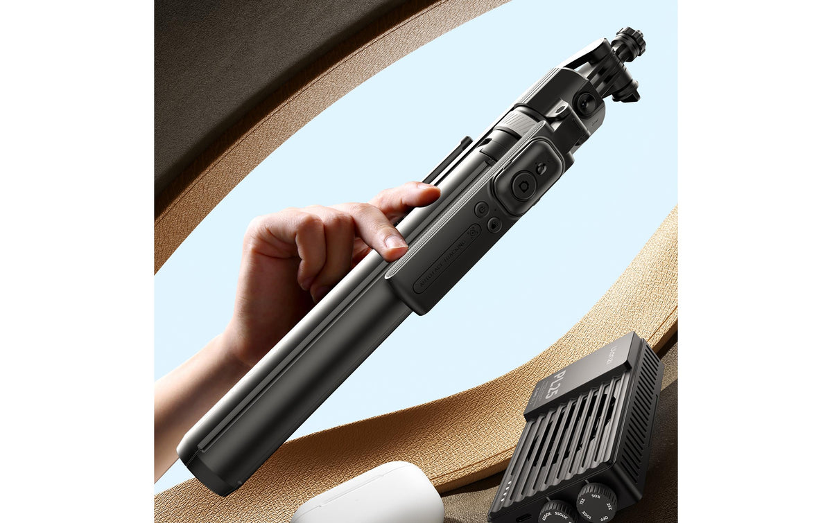 Ulanzi Selfie-Stick-Stativ, Auto-Tracking, ausziehbar bis 163 cm – für Smartphone – Schwarz