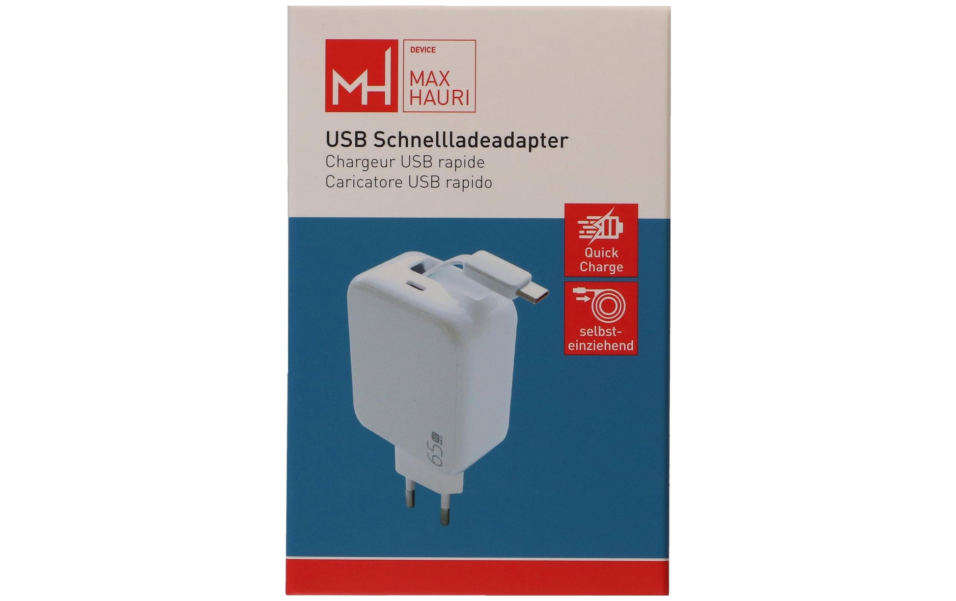 Max Hauri AG Max Hauri USB-Ladegerät 2×65 W – USB-C×2 – PD, QC, GaN – Weiss