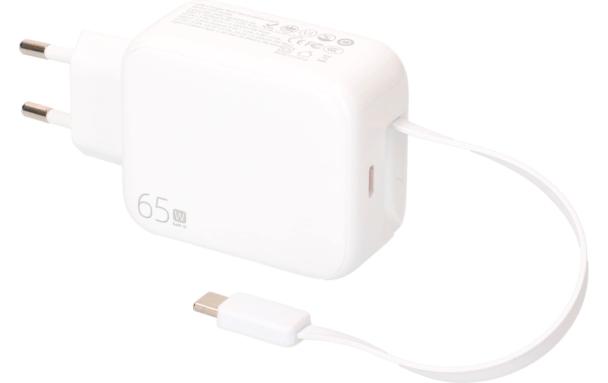 Max Hauri AG Max Hauri USB-Ladegerät 2×65 W – USB-C×2 – PD, QC, GaN – Weiss