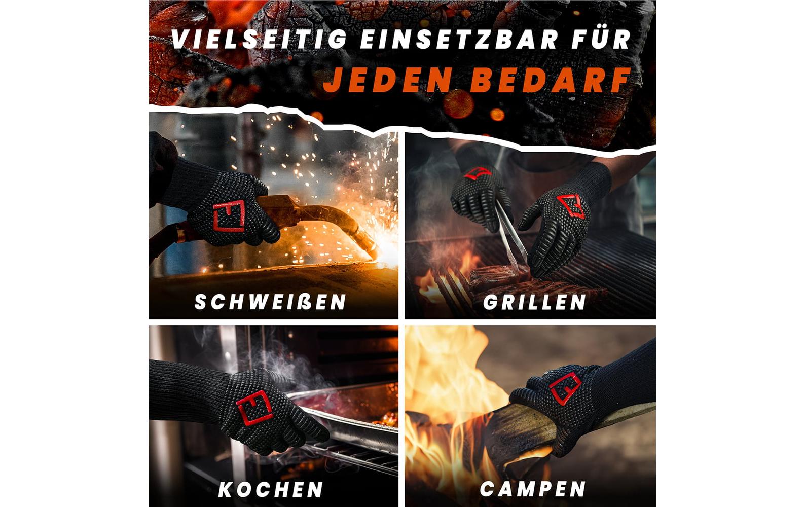 Flipline Grillhandschuhe, Grösse M, Baumwolle/Silikon, Schwarz, für Grill