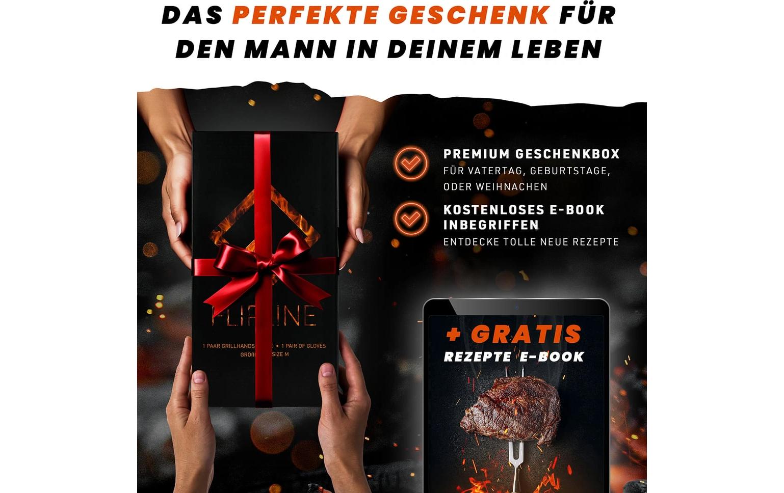 Flipline Grillhandschuhe, Grösse M, Baumwolle/Silikon, Schwarz, für Grill