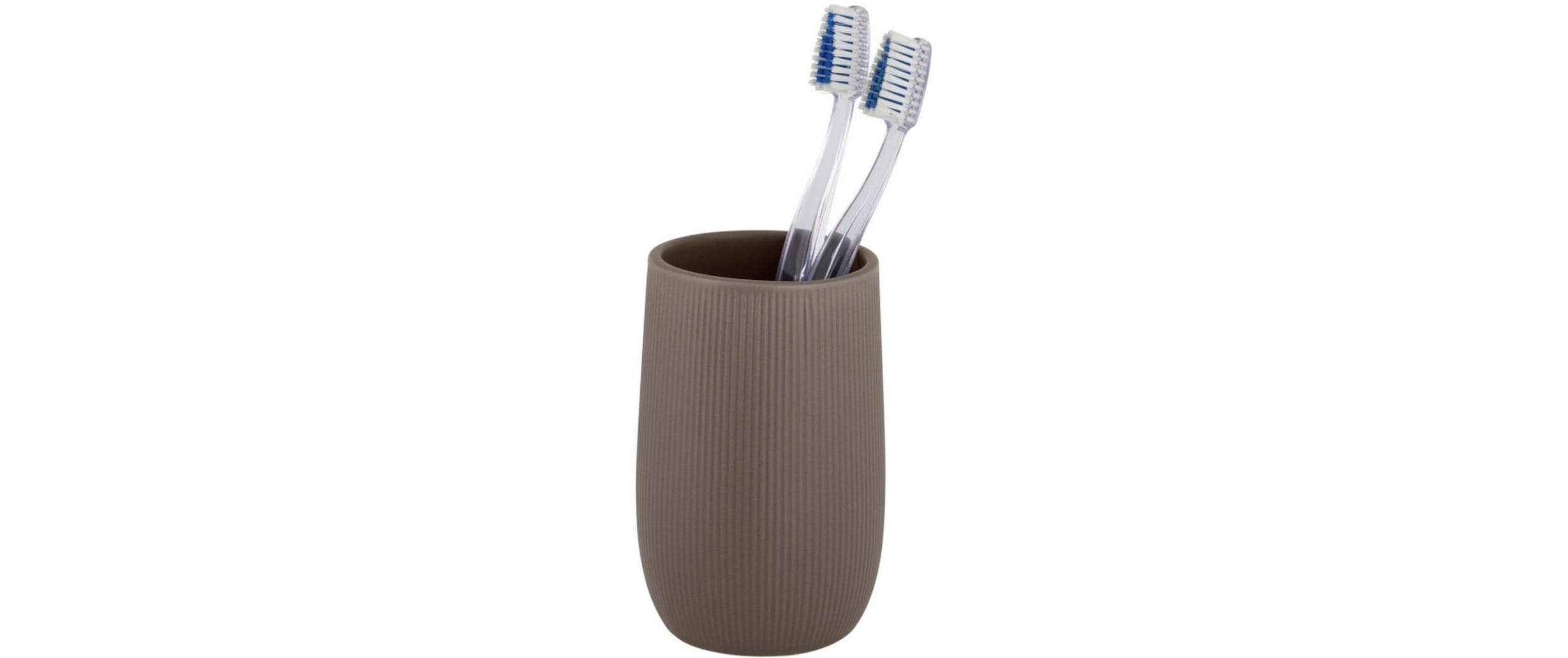 Wenko Zahnputzbecher Fablo – 8×12×8 cm, Keramik, Taupe