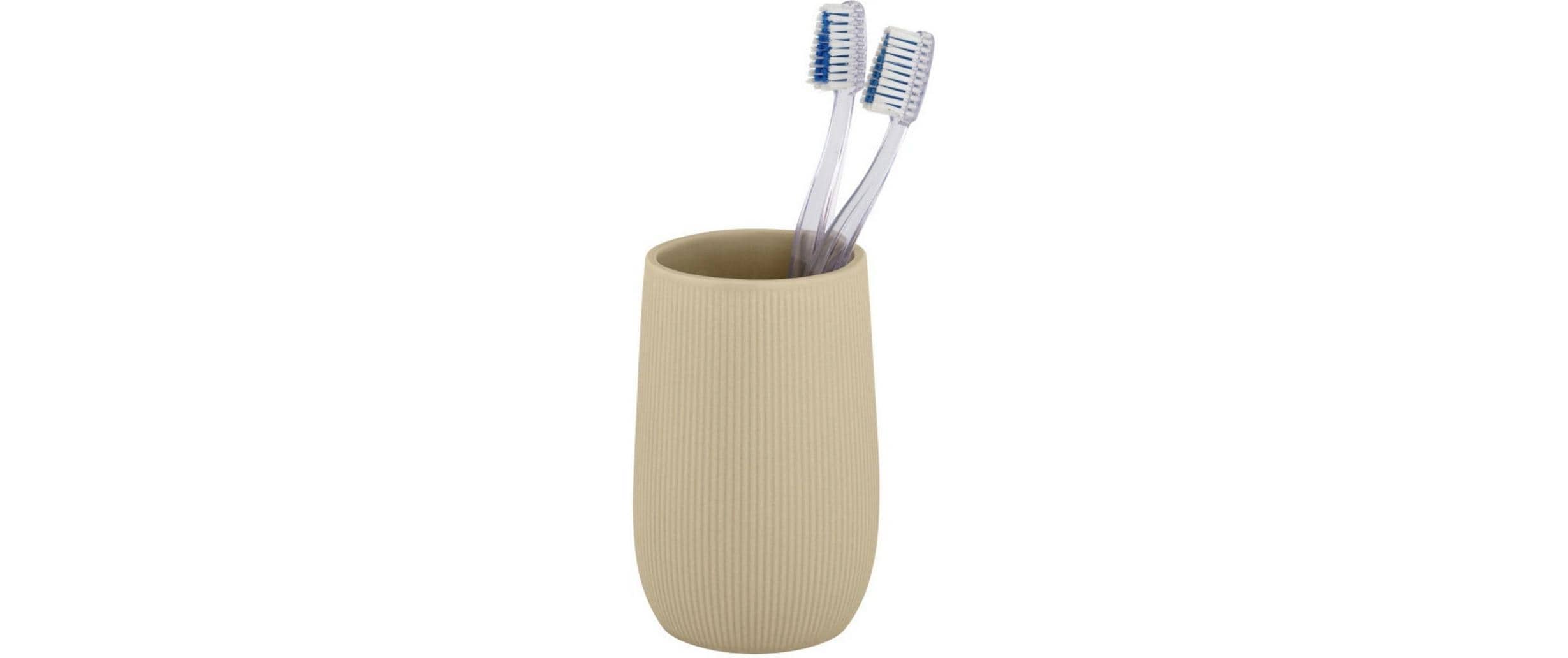 Wenko Zahnputzbecher Fablo – Keramik, 8×12×8 cm, Beige