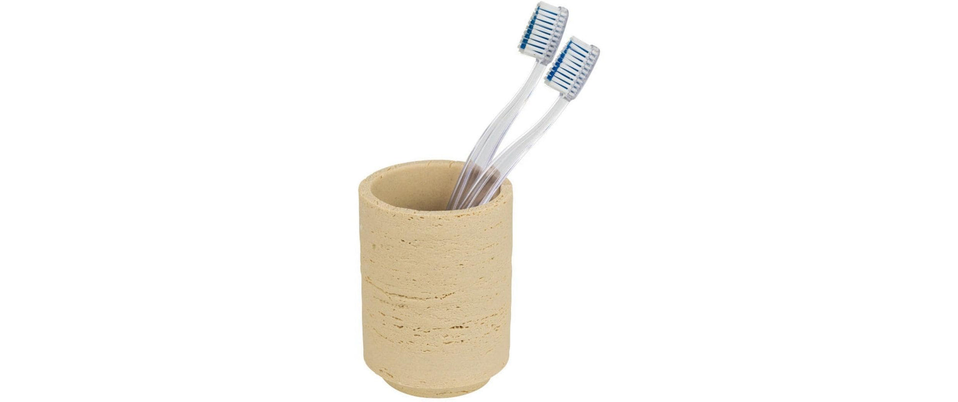 Wenko Zahnputzbecher Denia – Polyresin, 7,7×10,5×7,7 cm, Beige