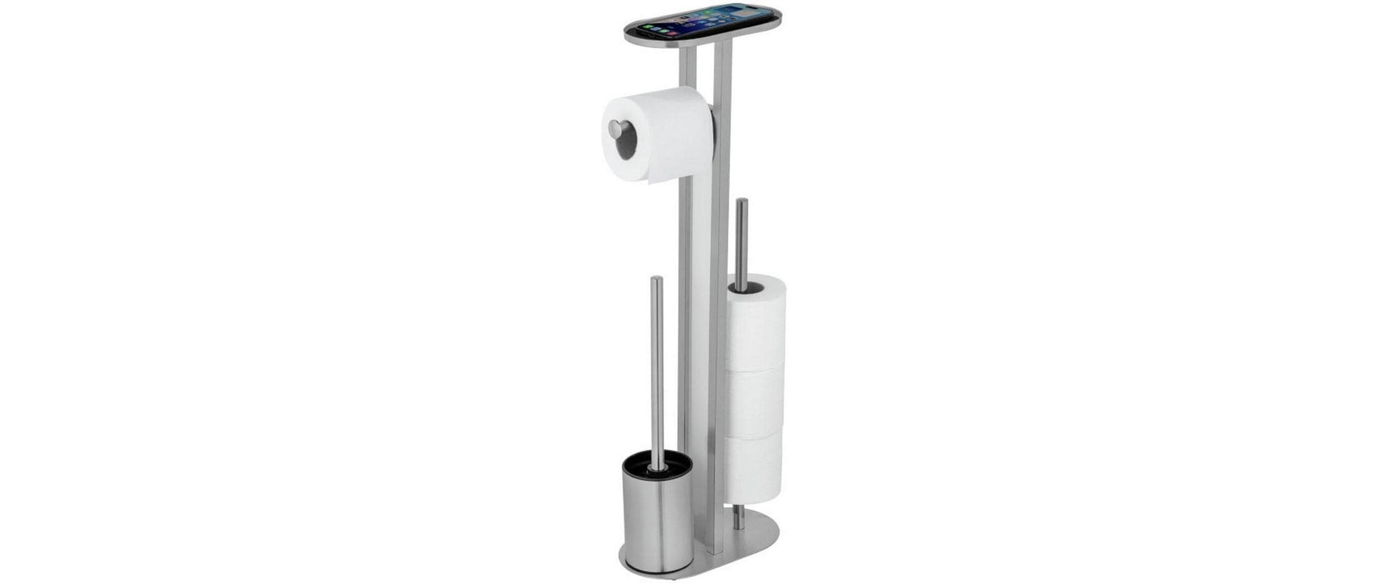 Wenko Orea – WC-Bürstenset – Glas, pulverbeschichteter Stahl, Weiss, H 70 cm
