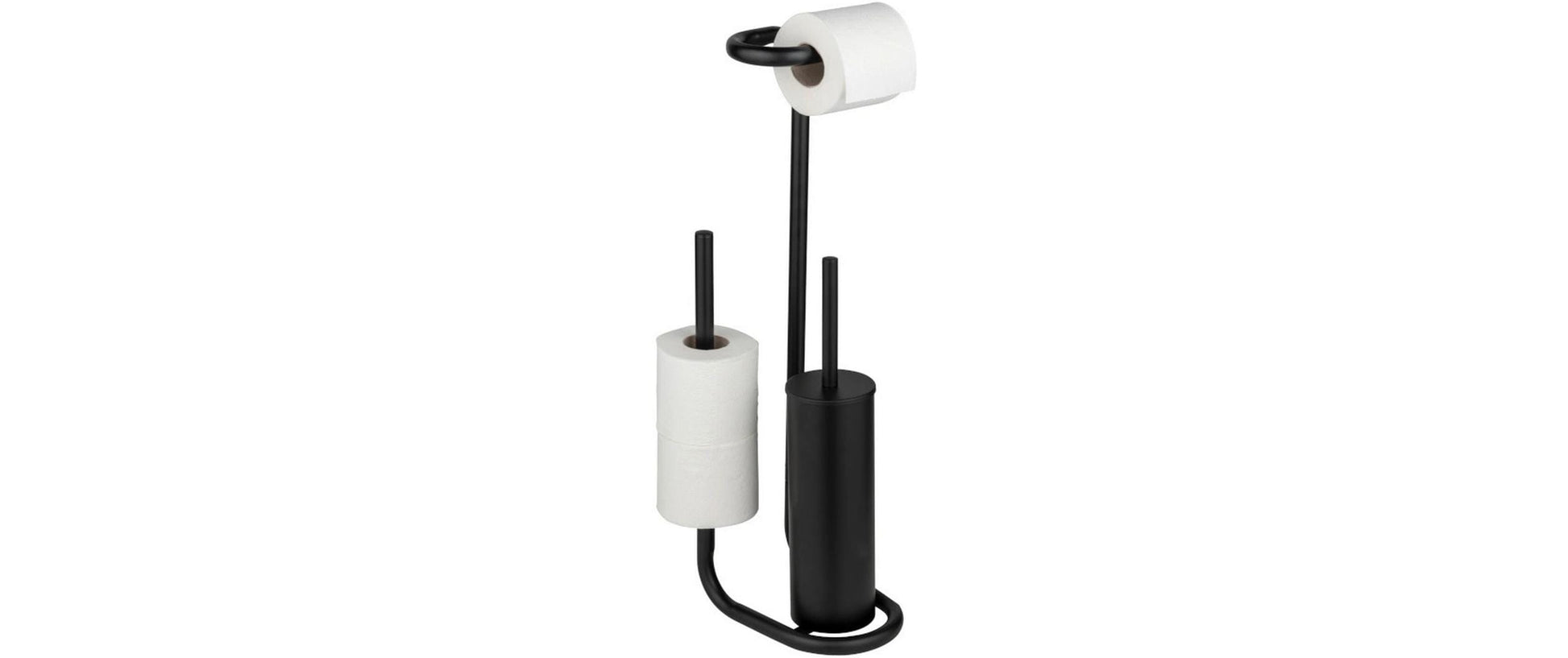 Wenko Universaleo – WC-Bürstenset – Edelstahl, Schwarz, 20 × 23 × 62,5 cm