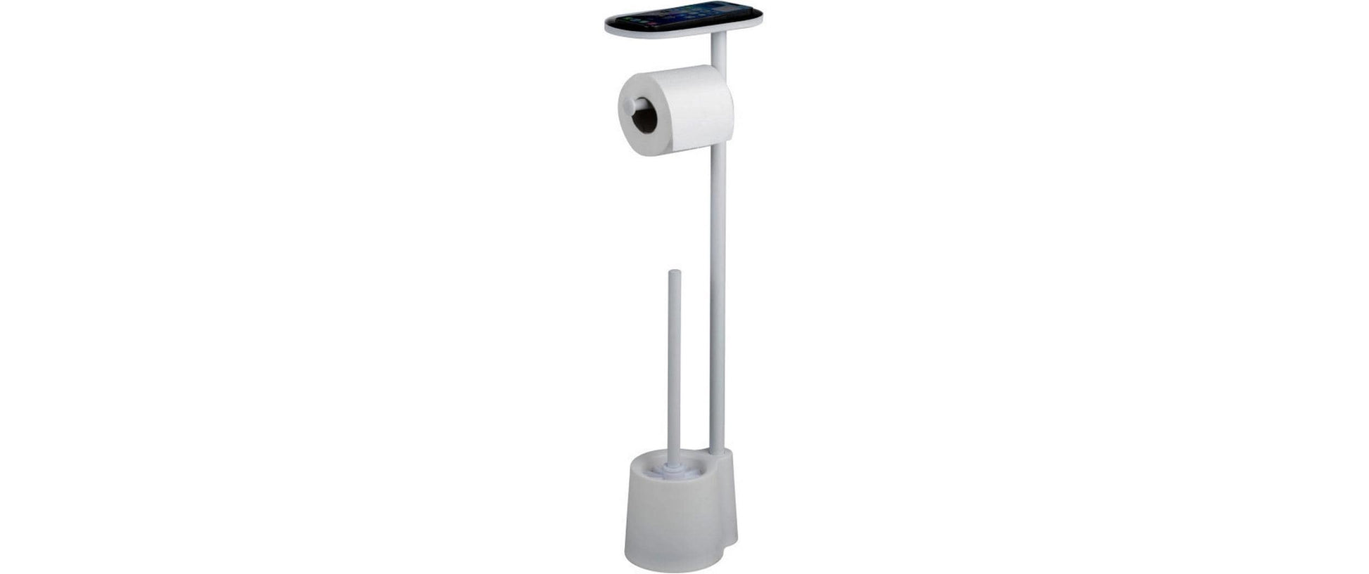 Wenko Albella – WC-Bürstenset – Edelstahl, Kunststoff, Weiss, H 69 cm
