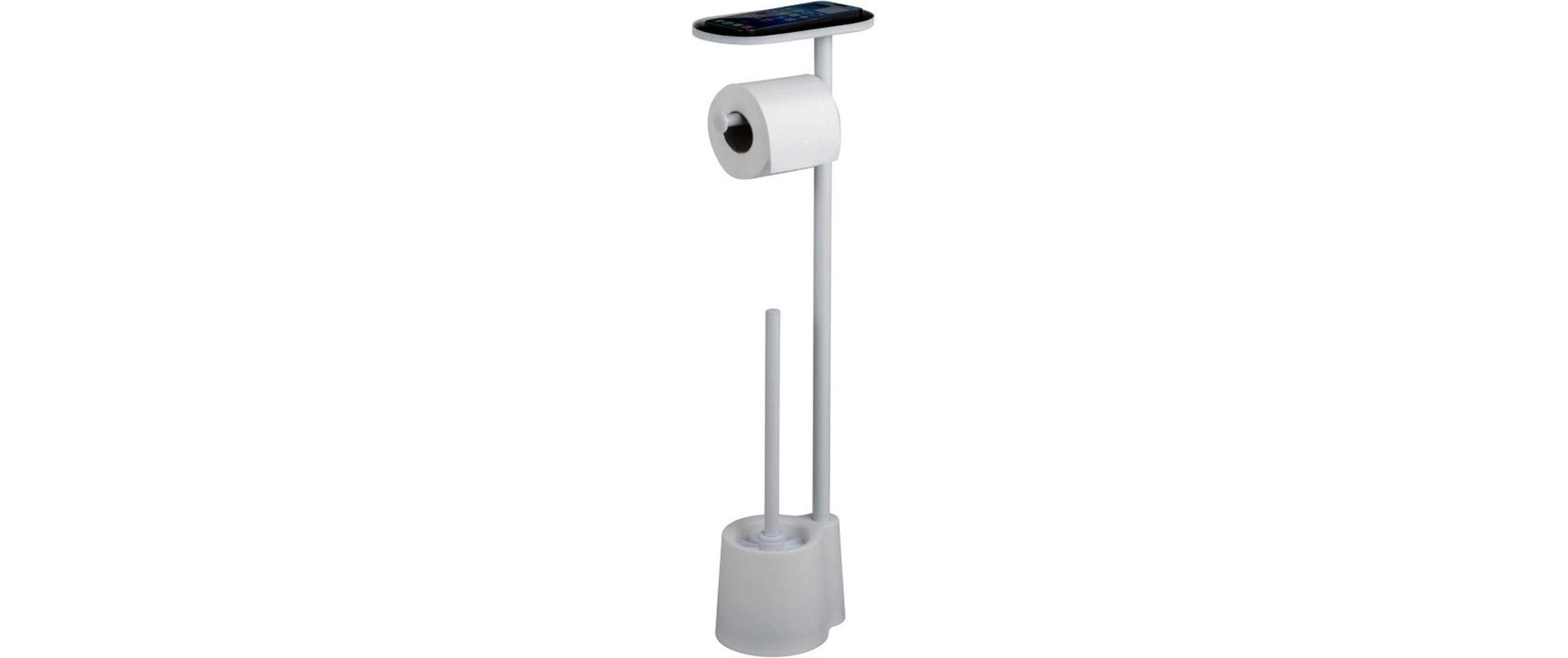Wenko Albella – WC-Bürstenset – Edelstahl, Kunststoff, Weiss, H 69 cm