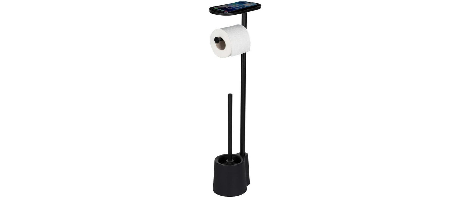 Wenko Albella – WC-Bürstenset – Kunststoff, Edelstahl, schwarz, H 69 cm