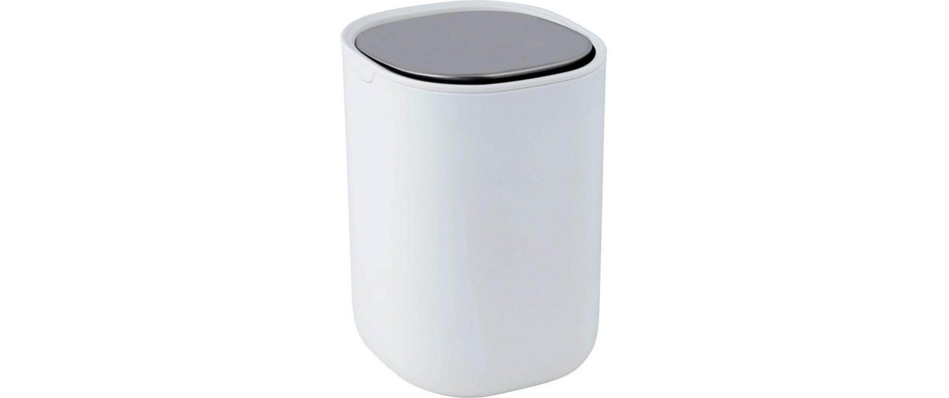 Wenko Schwingdeckel-Abfalleimer Frini – 1,5 l – Edelstahl/Kunststoff, rund – weiss